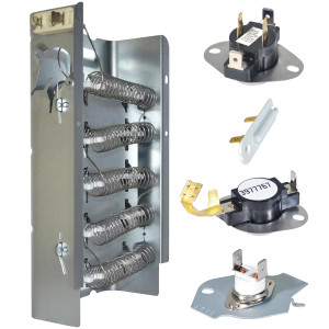 279838 Appli Parts dryer Heater Element 279838KAP KIT: 279838 dryer heating element, 3977767 thermostat, 3387134 thermostat, 3392519 thermal fuse, 3977393 thermal fuse replacements
 279838 Appli Parts dryer Heater Element 279838KAP KIT: 279838 dryer heating element, 3977767 thermostat, 3387134 thermostat, 3392519 thermal fuse, 3977393 thermal fuse replacements