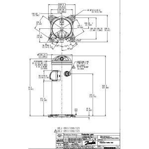 Danfoss DCJ091T2LC6A DCJ091T2LC6 7.5 tons 91,000 btu/h R410A Scroll compressor for Air conditioning 208-230/3/60 V/Ph/Hz Discharge 7/8 in, Suction 1-1/8 in, ODF, PVE Oil 121L5003 Replaces 121L5002