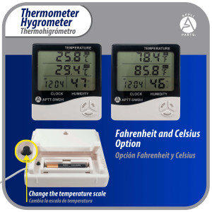 Appli Parts APTT-DWDH Indoor Temperature and Humidity Monitor with Hygrometer for Accurate Temp and Humidity Monitoring for Precise Indoor Climate Control with cable sensor for outside temperature Appli Parts APTT-DWDH Indoor Temperature and Humidity Monitor with Hygrometer for Accurate Temp and Humidity Monitoring for Precise Indoor Climate Control with cable sensor for outside temperature
