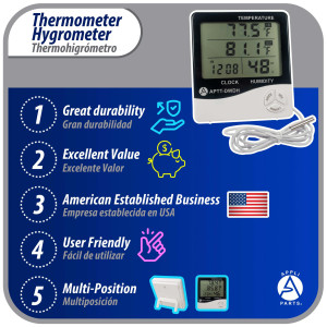 Appli Parts APTT-DWDH Indoor Temperature and Humidity Monitor with Hygrometer for Accurate Temp and Humidity Monitoring for Precise Indoor Climate Control with cable sensor for outside temperature Appli Parts APTT-DWDH Indoor Temperature and Humidity Monitor with Hygrometer for Accurate Temp and Humidity Monitoring for Precise Indoor Climate Control with cable sensor for outside temperature