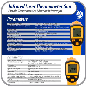 Appli Parts APTT-DLD Infrared Thermometer Gun: Versatile Laser Temperature Measurement Tool for Cooking, HVAC, Engine Diagnostics and More -58 F to 1022 F or Celsius Scale Appli Parts APTT-DLD Infrared Thermometer Gun: Versatile Laser Temperature Measurement Tool for Cooking, HVAC, Engine Diagnostics and More -58 F to 1022 F or Celsius Scale