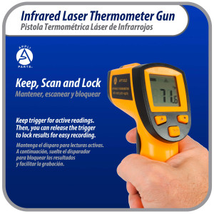 Appli Parts APTT-DLD Infrared Thermometer Gun: Versatile Laser Temperature Measurement Tool for Cooking, HVAC, Engine Diagnostics and More -58 F to 1022 F or Celsius Scale Appli Parts APTT-DLD Infrared Thermometer Gun: Versatile Laser Temperature Measurement Tool for Cooking, HVAC, Engine Diagnostics and More -58 F to 1022 F or Celsius Scale