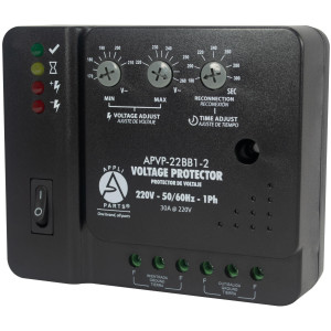 Appli Parts APVP-22BB1-2 220 V Voltage Surge Protector with Adjustable Range and Reconnecting Time, 50-60Hz 1Ph 30A works with all electric appliances and units with rated electrical consumption Appli Parts APVP-22BB1-2 220 V Voltage Surge Protector with Adjustable Range and Reconnecting Time, 50-60Hz 1Ph 30A works with all electric appliances and units with rated electrical consumption