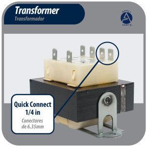 Appli Parts APTR-403T Transformer 120, 208, 240 V to 24 V, 40 Va Foot Mount 1/4 Male Quick Connects, Class B Insulation, Class 2 Transformer Appli Parts APTR-403T Transformer 120, 208, 240 V to 24 V, 40 Va Foot Mount 1/4 Male Quick Connects, Class B Insulation, Class 2 Transformer