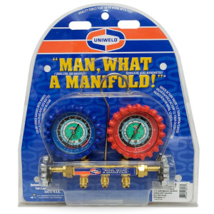 Manifold R12/R22/R134 Uniweld 3 Ft Hoses Manifold QAL3SM-5 (Psi-Kg/Cm2-Celsius)