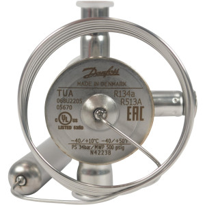 Danfoss 068U2205 1/8 - 2.5TR Expansion Valve Body, TUA, R134a, R513A, 3/8x1/2 in, Solder, ODF, Internally equalized, Single-flow, -40 to 50 F, Capacity determined by Orifice size Sold Separately