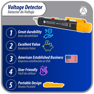 Appli Parts APET-TE1 Non Contact AC Voltage Tester Pen with LED Flashlight and Buzzer Alarm, for Live and Neutral Wire Detection in AC 12-1000V Circuits Appli Parts APET-TE1 Non Contact AC Voltage Tester Pen with LED Flashlight and Buzzer Alarm, for Live and Neutral Wire Detection in AC 12-1000V Circuits
