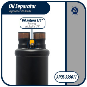 Appli Parts APOS-559011 1-3/8 in ODF Oil Separator, Compatible with CFC, HCFC, HFC, R22, R407C, R502, R134a, R404A, R507A, Working temperature 14 F to 266 F