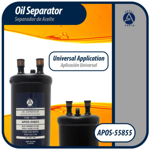 Appli Parts APOS-55855 5/8 in ODF Oil Separator, compatible with CFC,HCFC,HFC,R22,R407C,R502,R134a,R404A,R507, Working temperature 14 F to 266 F