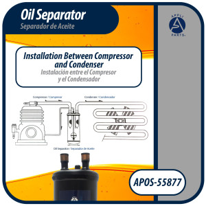 Appli Parts APOS-55877 7/8 in ODF Oil Separator, Compatible with CFC, HCFC, HFC, R22, R407C, R502, R134a, R404A, R507A, Working temperature 14 F to 266 F